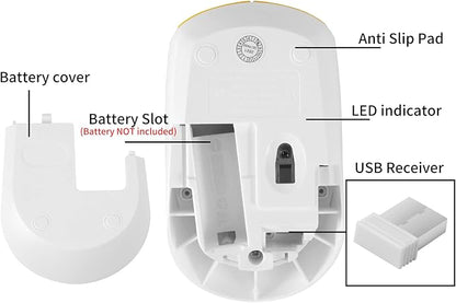 3C Light 2.4GHz Wireless Cute Silent Mouse - Portable Optical Cartoon Mice With 3 Adjustable DPI for Laptop Desktop PC (Tiger)