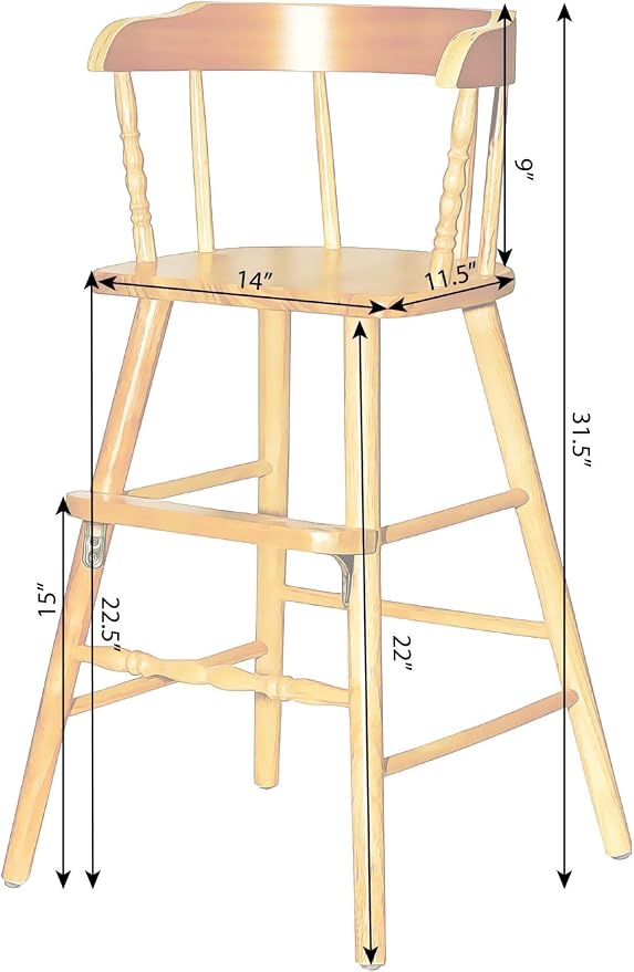 Sargent's Sons Amish Style Wooden Youth Chair, Desk Chair, Youth Dinning Chair with Step & Arms (Natural DIY You Finish)