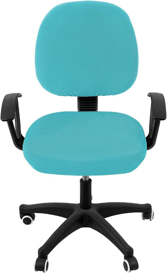 Smiry Stretch Jacquard Office Computer Chair Covers, Removable Washable Universal Desk Rotating Chair Slipcovers Protector, Seat + Backrest Cover, Aqua