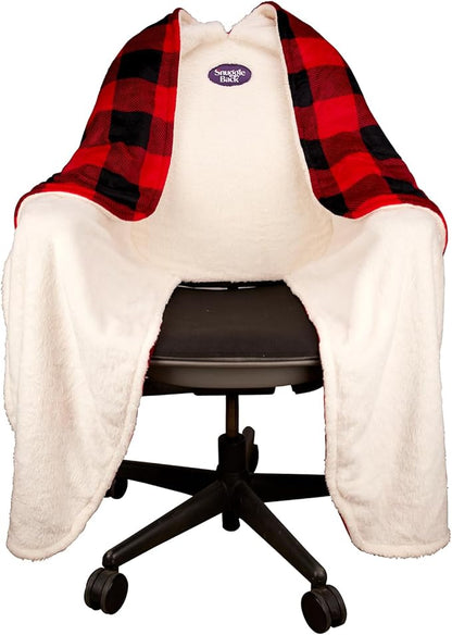 The Original Office Chair Blanket by SnuggleBack; Cozy Comfy Office Desk Chair Wrap Attaches for Hands-Free Warmth. Stay Warm In The Winter or Summer. (Buffalo Plaid Patterned Fleece)