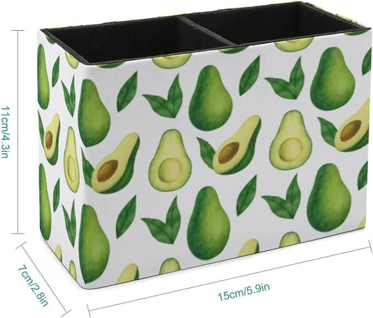 Niapessel Pencil Holder for Desk, Avocado Pen Holder Storage Desktop Pen Organizer Desk Pencil Organizer Makeup Brush Holder for Office School College Leather