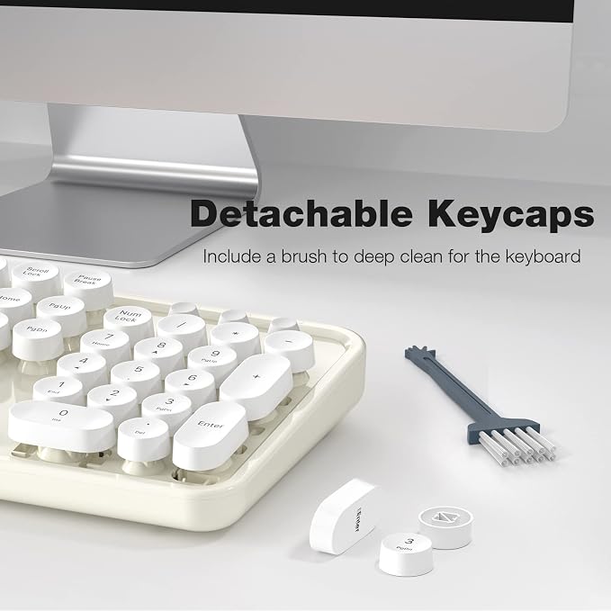 Dilter Wireless Keyboard and Mouse Combo, 104 Keys Full-Sized Typewriter Keyboards, 2.4 GHz USB Receiver Plug and Play, for Windows, PC, Laptop, Desktop (Cremy White)