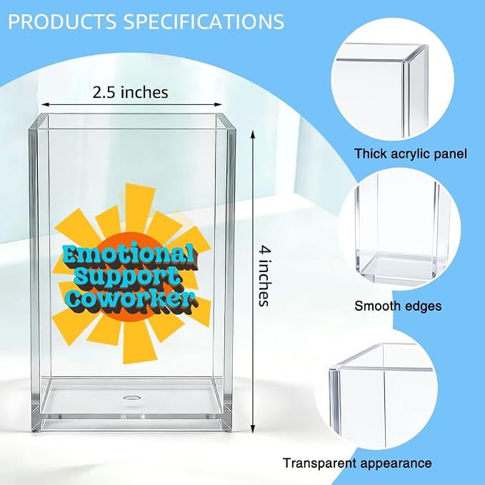 Emotional Support Coworker Acrylic Organizer Pencil Pen Holder, Warm Sun Office Desk Organizer, Work Anniversary Team Building Appreciation Gifts for Employee Colleague Boss Coworker