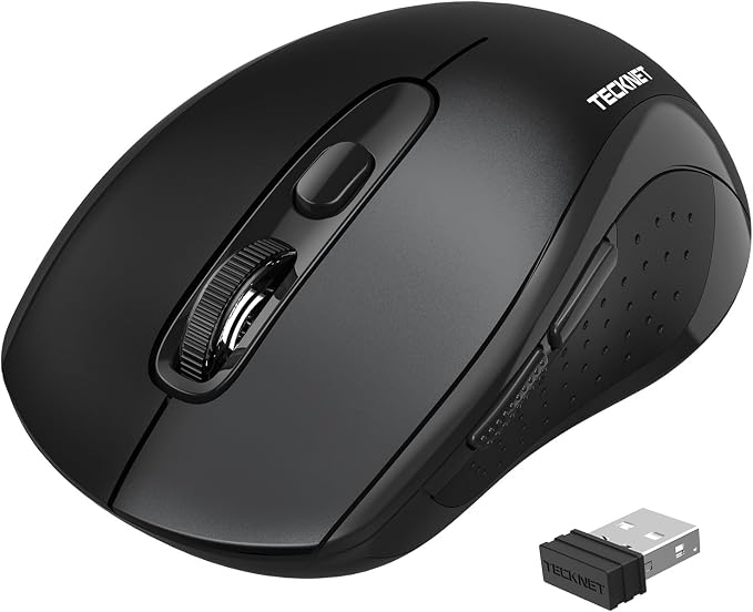 TECKNET Bluetooth Mouse (BT 5.0/3.0+2.4Ghz), 6-Level 4000 DPI Wireless Mice for Laptop, 2-in-1 Ergonomic Computer Portable PC Mouse, Silent Mouse with USB Receiver for Windows/Mac/PC/Notebook