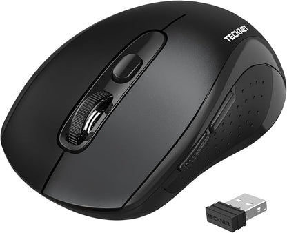 TECKNET Bluetooth Mouse (BT 5.0/3.0+2.4Ghz), 6-Level 4000 DPI Wireless Mice for Laptop, 2-in-1 Ergonomic Computer Portable PC Mouse, Silent Mouse with USB Receiver for Windows/Mac/PC/Notebook