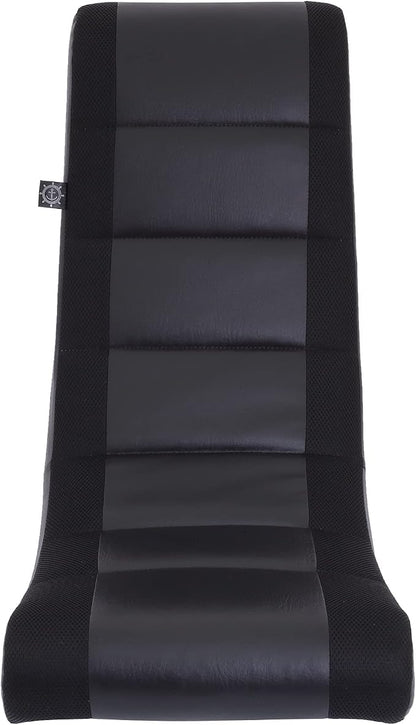 The Crew Furniture Classic Video Rocker Gaming Chair, for Kids and Teens, PU Faux Leather & Polyester Mesh, Black/Black