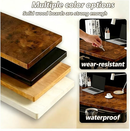 Folding Desk for Small Spaces, 39.4 Inch Foldable Computer Desk, No Assembly Required, Space Saving Portable Study Table for Compact Home Office, Bedroom, Dorm, Apartment, Brown