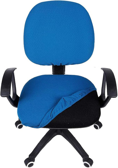 Smiry Stretch Jacquard Office Computer Chair Covers, Removable Washable Universal Desk Rotating Chair Slipcovers Protector, Seat + Backrest Cover, Ocean Blue
