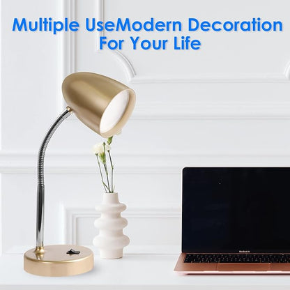 E ENERGETIC LIGHTING LED Desk Lamp, 3.5W 240LM 4000K Cool White Study Lamps for Bedroom and Office, Eye Protection, ETL Listed, Gold Table lamp