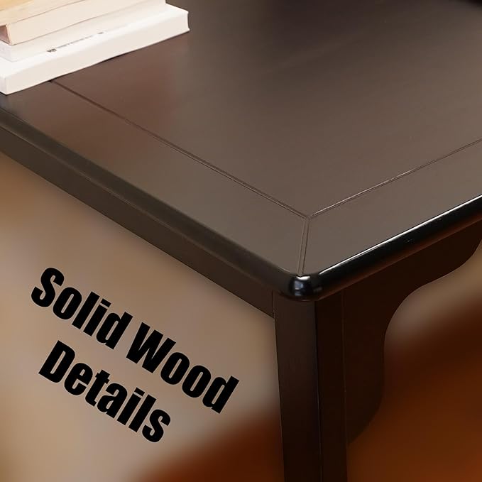 Solid Wood Desk with Drawer, Small Writing Desk for Small Spaces,Gaming Study Home Office Workbench woodenDesks for Work, 39 inch Wooden Computer Desk for Bedroom Black Walnut Color