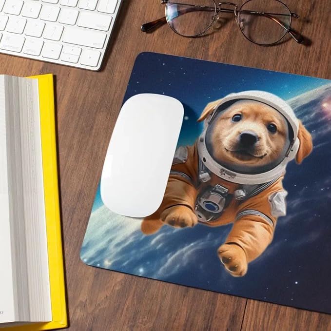 Mouse Pad Astronaut Dog in Space Mouse Pad Puppy floating in Space for Home Office Work Desk Computer Desktop Laptop for Dog Lovers (Golden Retriever)