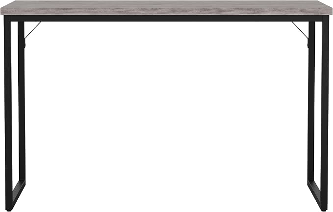 Martha Stewart Noah Home Office Parsons Desk in Gray Wood Grain with Oil Rubbed Bronze Metal Frame