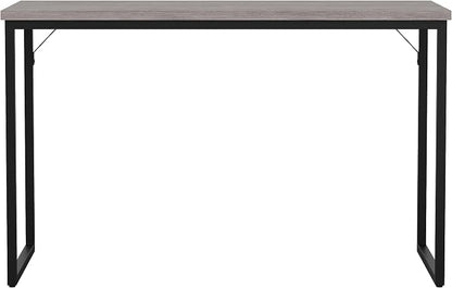 Martha Stewart Noah Home Office Parsons Desk in Gray Wood Grain with Oil Rubbed Bronze Metal Frame