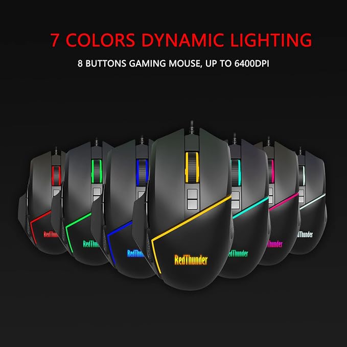 RedThunder One-Handed RGB Gaming Keyboard and Mouse Combo, 35 Keys Mini Gaming Keypad, 6400 DPI Mouse, Portable Game Controller for PC Gamer