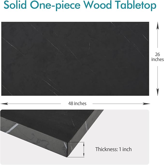 Kaboon 48x26 inches Tabletop, Solid One-Piece Desktop for Sit Stand Desk, Double Desks, L Desk DIY,Wood Countertop Home or Commercial Use,1 inch Thick,Could Atlas/Black Marble, 26" D x 48" W