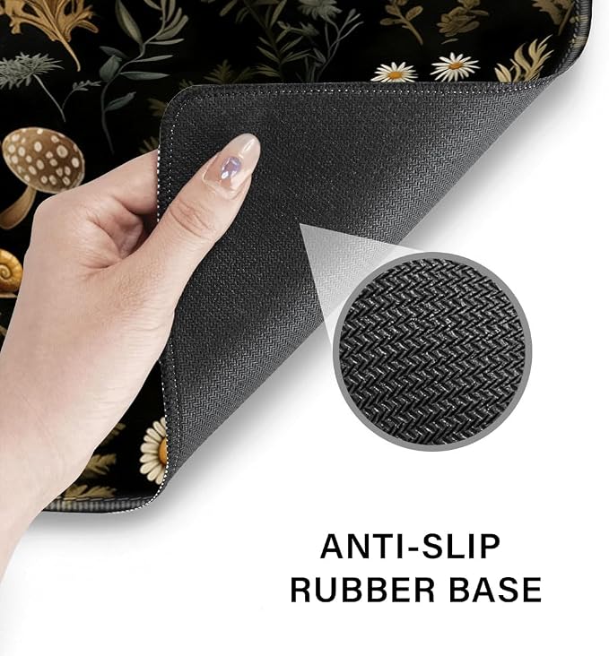 Desk Pad and Keyboard Wrist Rest, Large Mouse Pad + Keyboard Pad+Mouse Wrist Support, Non-Slip Desk Mat Protector for Office, Home 31.5×11.8 Inches Mushroom