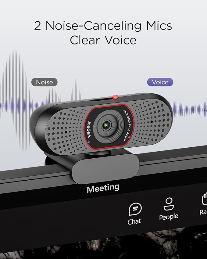wegear 4K Webcam for PC, USB-A Computer Camera with Sony 1/2.55'' Sensor, 4K@30FPS & 1080P@60FPS, PDAF Autofocus, Dual Noise-Canceling Mics, Privacy Cover, 73° FOV for Meetings, Streaming & Gaming