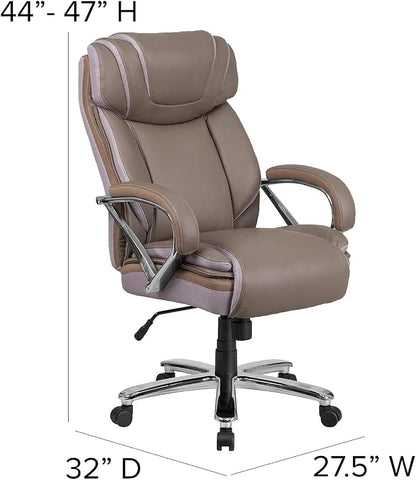 Flash Furniture HERCULES Series Big & Tall 500 lb. Rated Taupe LeatherSoft Executive Swivel Ergonomic Office Chair with Extra Wide Seat