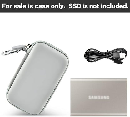Case Compatible with Samsung T7/ T7 Touch Portable SSD 1TB 2TB 500GB USB 3.2 External Solid State Drive, Travel Carrying Storage Organizer Fits for USB Cables and More Accessories (Grey)