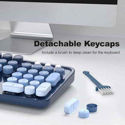 Dilter Wireless Keyboard Mouse Combo, Retro Typewriter Full-Size Keyboard with Round Keycaps, 2 in 1 USB Connected Mouse for Windows PC, Laptop, Computer, Desktop, Home and Office Use