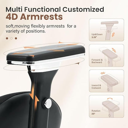 700lbs Big and Tall Office Chair for Heavy People Ergonomic Mesh Desk Chair with Wide Thick Seat Cushion,Adjustable Lumbar Support and 4D Armrests for Aitting All Day