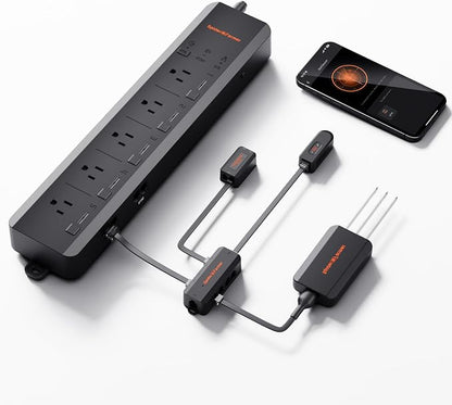 Spider Farmer GGS AC5 Power Strip Kits, 5 AC APP-Based Controls Outlets, 3 in 1 Soil Sensor, Temp Humid Light Sensor, for Indoor Grow Tent and Room