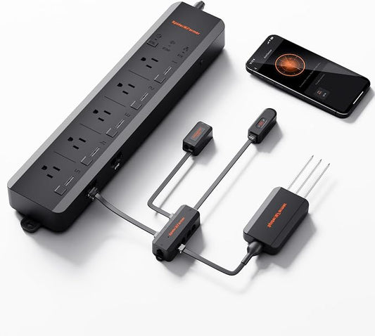 Spider Farmer GGS AC5 Power Strip Kits, 5 AC APP-Based Controls Outlets, 3 in 1 Soil Sensor, Temp Humid Light Sensor, for Indoor Grow Tent and Room