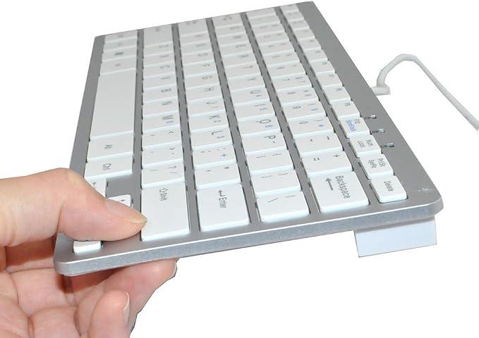 iKKEGOL USB Slim Mini Wired 78 Key Small Super Thin Compact Keyboard for Desktop Laptop PC Win 7 Mac (White)