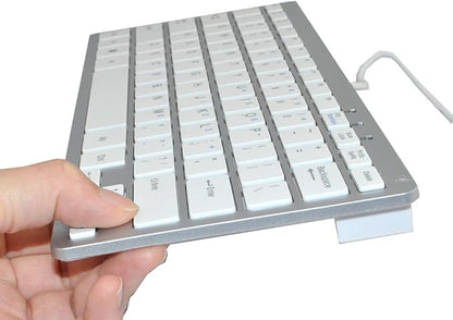 iKKEGOL USB Slim Mini Wired 78 Key Small Super Thin Compact Keyboard for Desktop Laptop PC Win 7 Mac (White)