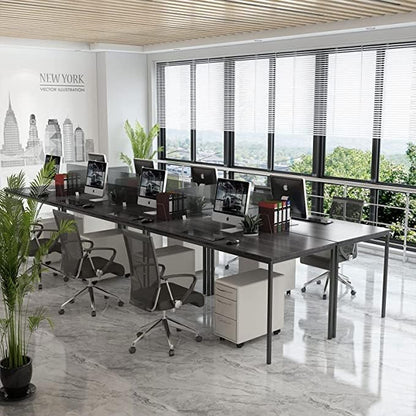 Bonzy Home Conference Tables 14ft Meeting Room Study Writing Printer Table Office Computer Desk for 16 People Save Space Design Modern 6PCS (165.3"x47.2"x29.5", Black)