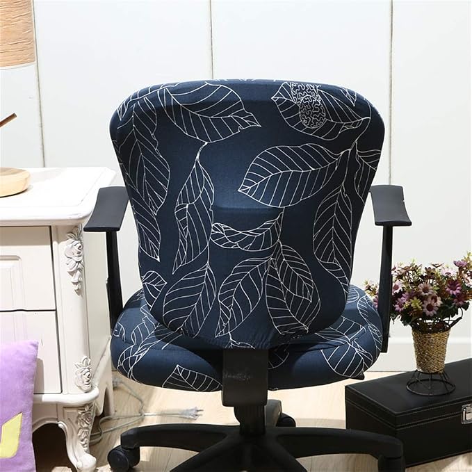 Jinzio Computer Office Chair Cover - Split Protective & Stretchable Cloth Polyester Universal Desk Task Chair Chair Covers Stretch Rotating Chair Slipcover, Marine Blue