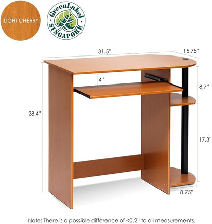 Furinno Simplistic Desk, 31.5" Wide Gaming Desk with Keyboard Tray, Computer Desk with Rounded Edges, Office Desk, for Home Office, Bedroom, Light Cherry Oak
