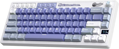 RK ROYAL KLUDGE M65 Wireless Mechanical Keyboard with Volume Knob, 60% Tri-Mode Gaming Keyboard 2.4G/BT/USB-C, Gasket Mount, Battery Display, PBT Keycaps, Hot-Swappable Beige Switch, Blue