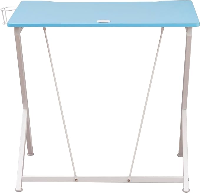 32" W Small Gaming Desk with Cup and Headphone or Backpack Holder, Kids Desk for Bedroom and Cable Management, Blue
