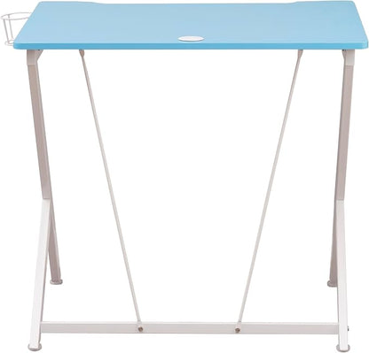32" W Small Gaming Desk with Cup and Headphone or Backpack Holder, Kids Desk for Bedroom and Cable Management, Blue