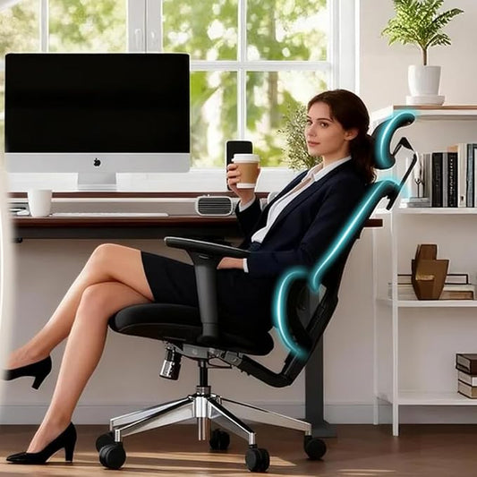 Jacia House Black Ergonomic Mesh Home Office Chair, Big & Tall Gaming Chair - High-Adjustable Lumbar Support, 4D Armrests, 2D Headrest, 90°~135° Tilting with Lock, Swivel Desk Chairs 600lb Capacity