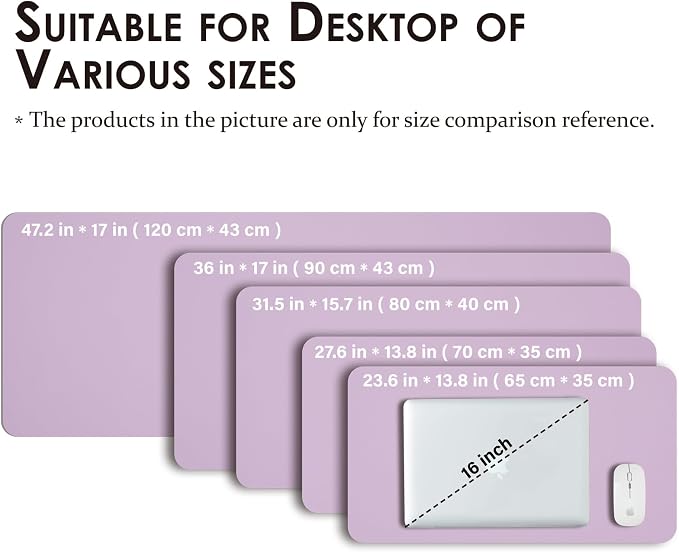 Leather Desk Mat - Non-Slip PU Desk Pad for Office and Home - Desk Organization and Accessories - Ideal for Large Mouse Pad and Desk Mats on Top of Desks (Purple,31.5"x 15.7")