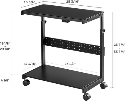 EUREKA ERGONOMIC Height Adjustable Computer Tower Stand, Illuminated Glass Panel PC Stand w/RGB Lights, 2-Tier CPU Holder Cart Under Desk, PC Floor Stand for Office Gaming, APP Control