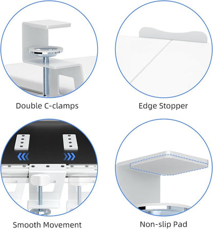 suptek Keyboard Tray Under Desk Pull Out with C Clamp Mount, Computer Keyboard & Mouse Tray, 25.6 (30 Including Clamps) x 11.8 inch Slide-Out Platform Computer Drawer for Typing, White, DSF1W