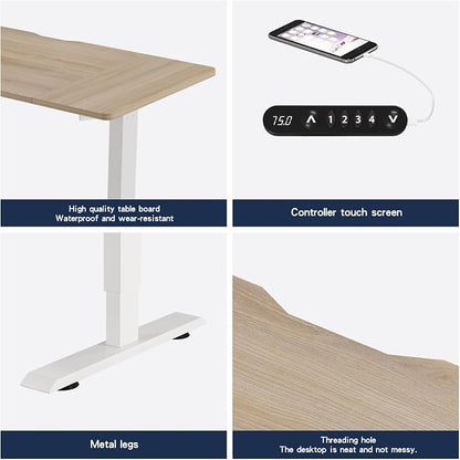 48 Inch Electric Standing Desk with USB Charging Port, Height Adjustable Sit Stand Desk with Memory Presets, Spacious Desktop and Sturdy Metal Frame for Home Office