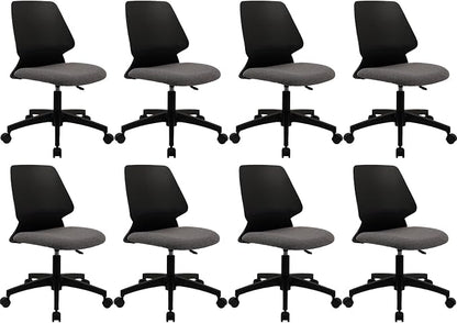 CLATINA Armless Home Office Chair, Desk Chair with Wheels, Adjustable Height Reading Chairs, Small Swivel Computer Chair, Comfy Upholstered Task Chair for Office Meeting, Black(8 Pack)