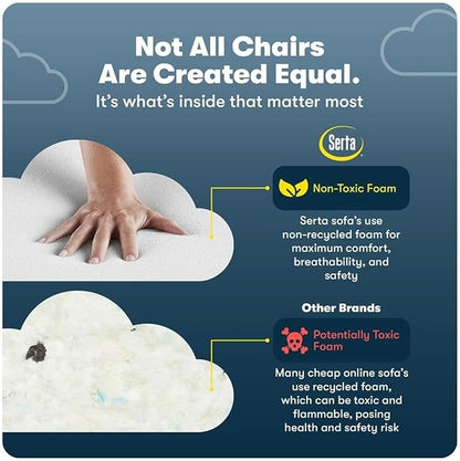 Serta Garret Executive Office Chair, Ergonomic Mid-Back with Lumbar Support, Semi-Plush Cushion and Body Pillows, Padded Armrests, Swivel Base, Bonded Leather, Space Black