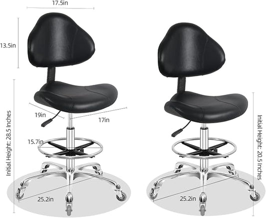 Rolling Swivel Drafting Chair Adjustable Heavy Duty (400lbs) Lumbar Support Task Chair for Home Desk Studio Design Lab(Black)