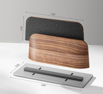 UPERGO Vertical Laptop Stand for Desk, Laptop Holder to Dock MacBook, MacBook Pro and Other Laptops, Black Walnut Wood | Solid Black Walnut Wood & Aluminum, Adjustable 0.79"–1.42", Scratch-Resistant Pads, Anti-Slip Base, Natural Wood Grain