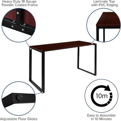 Flash Furniture Modern Commercial Grade Desk Industrial Style Computer Desk Sturdy Home Office Desk - 55" Length (Mahogany)