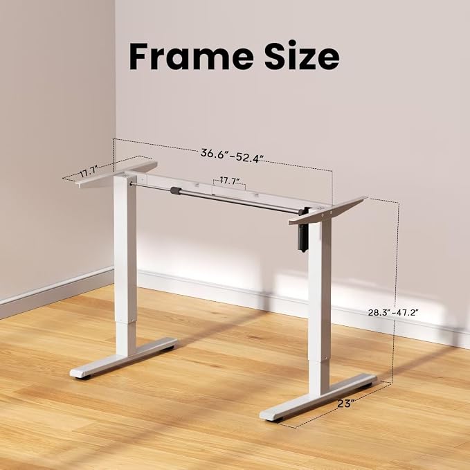 GallopFun Standing Desk Frame for 37 to 77.5’’ Desktop, Electric Height Adjustable Desk Legs, 176 lbs Motorized Desk Legs Workstation Frame with Memory Presets, White Frame Only
