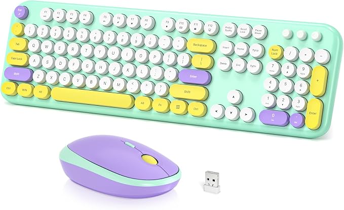 Dilter Wireless Keyboard and Mouse Combo, Typewriter Full Size Keyboard with Number Pad and 2 in 1 USB Connected Mouse Plug Play for Windows 7/8/10, Laptop, Desktop, PC, Computer