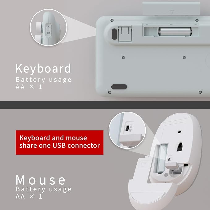UBOTIE Colorful Wireless Keyboard and Mouse Combos, Retro Typewriter Floating Flexible Full-Sized Keys Computer Keyboard with Optical Mouse, 2.4GHz USB-A Connection for Windows Mac (Green-White)