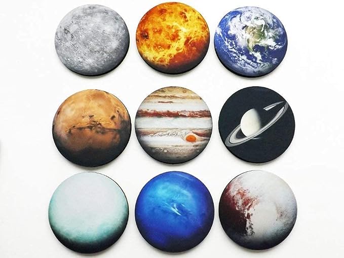 Solar System Gift Set of 9 Coasters 3.5 Inch Planets Space Science Home Decor Teacher Housewarming
