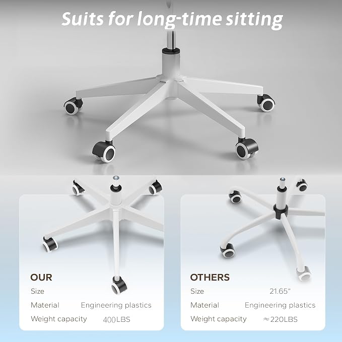 Ergonomic Office Chair with Adjustable Flip-Up Armrests & Lumbar Support - Thickened Cushion Desk Chair with Wheels, Comfy Home Office Computer Chair
